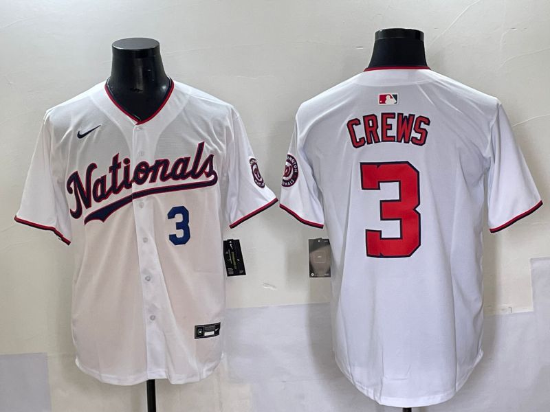 Men 2025 Washington Nationals 3 Crews White Game Nike MLB Jersey style 3